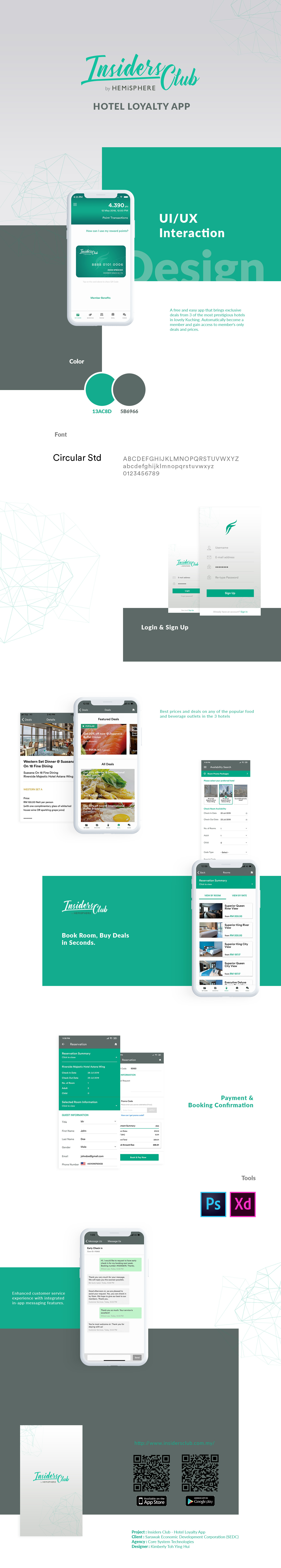 Insiders Club hotel loyalty app flows, UI design, and mobile screens