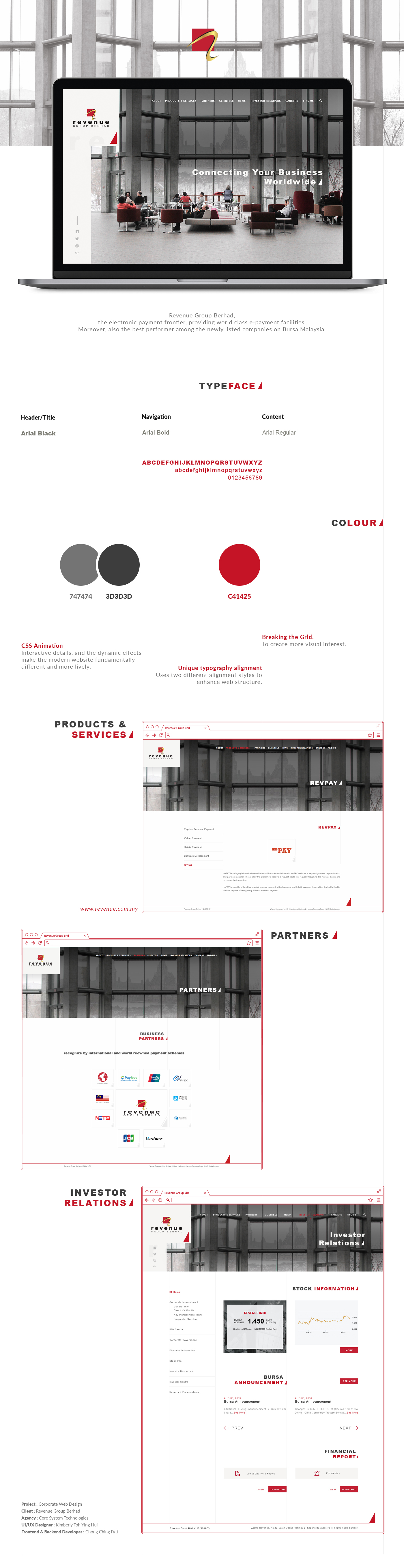 Revenue Harvest website screens, visual direction, and corporate information design